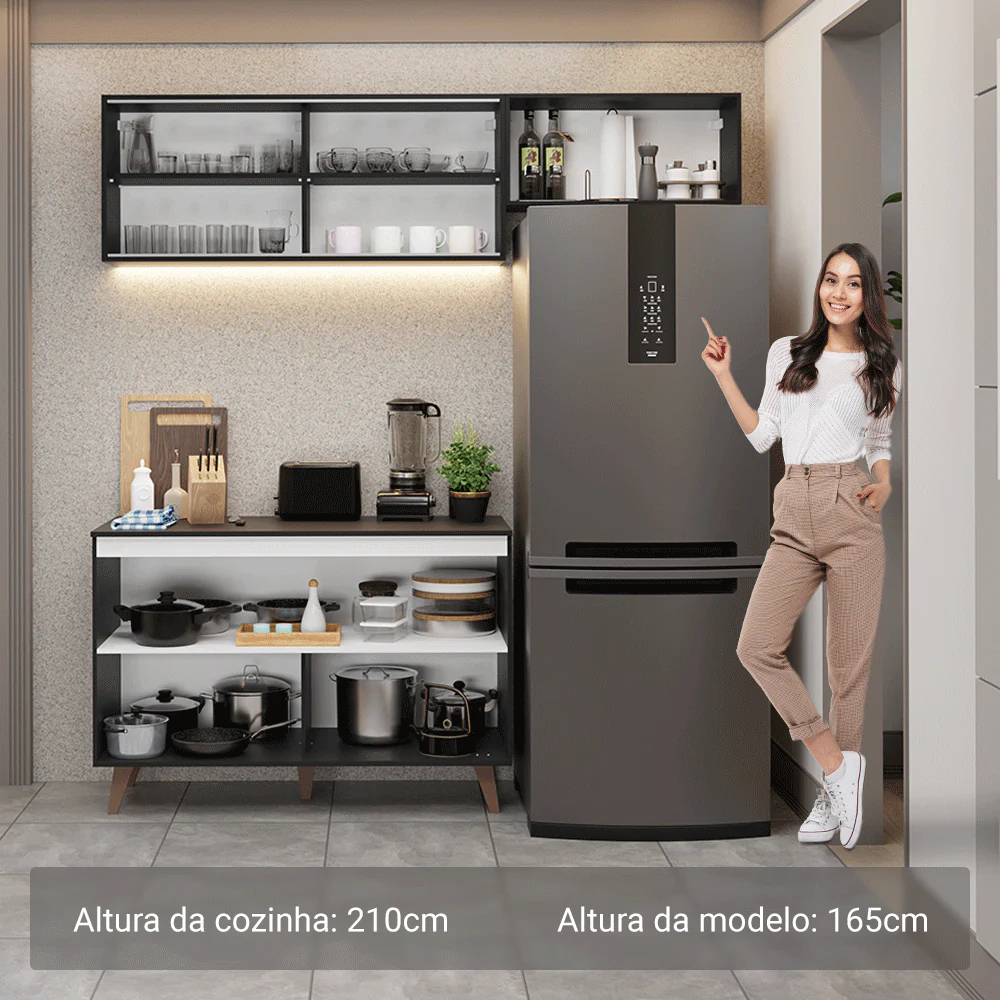 Armário de Cozinha Compacta 190cm Preto Reims Madesa 09 - Image 5