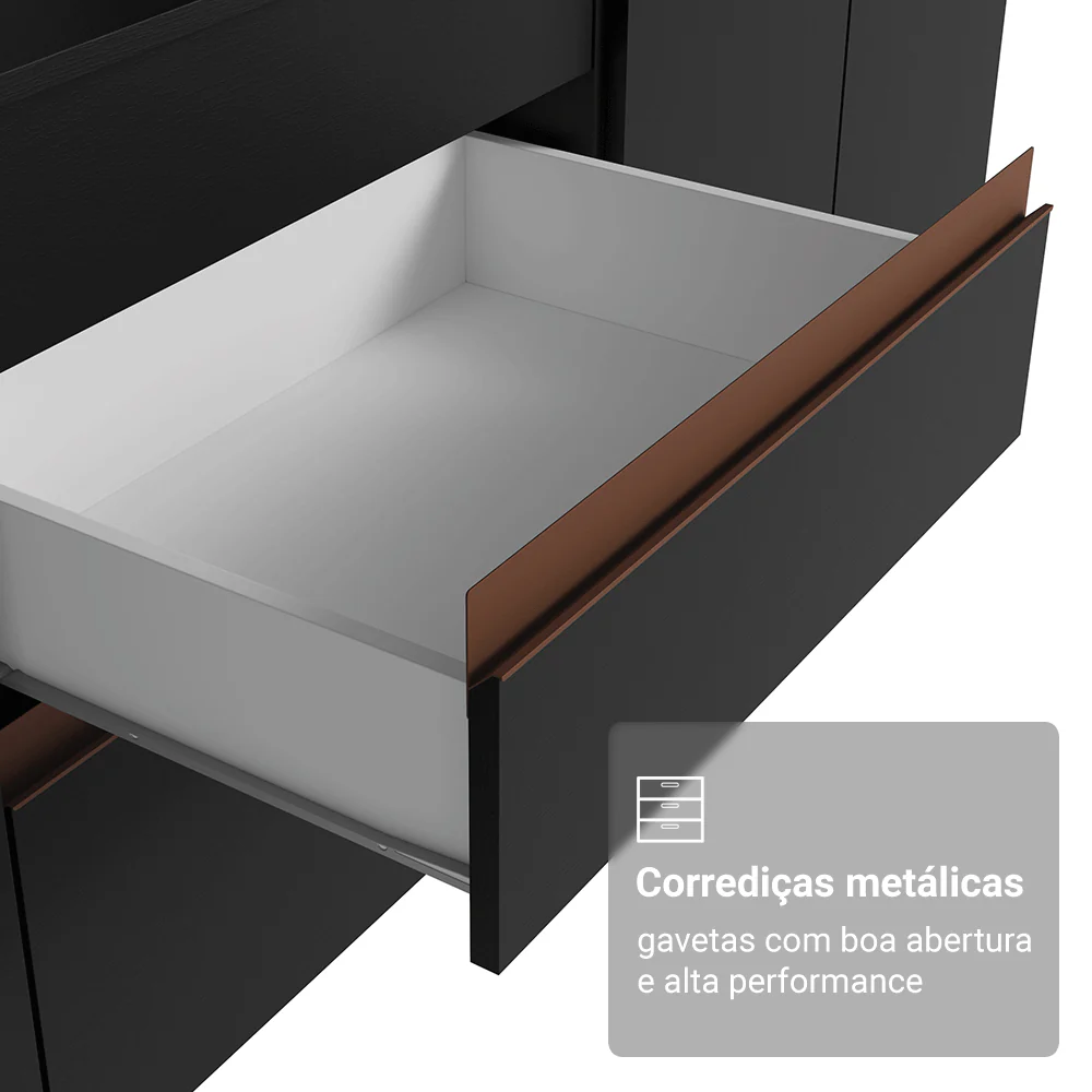 Armário de Cozinha Compacta 190cm Preto/Rustic Reims Madesa 05 - Image 7