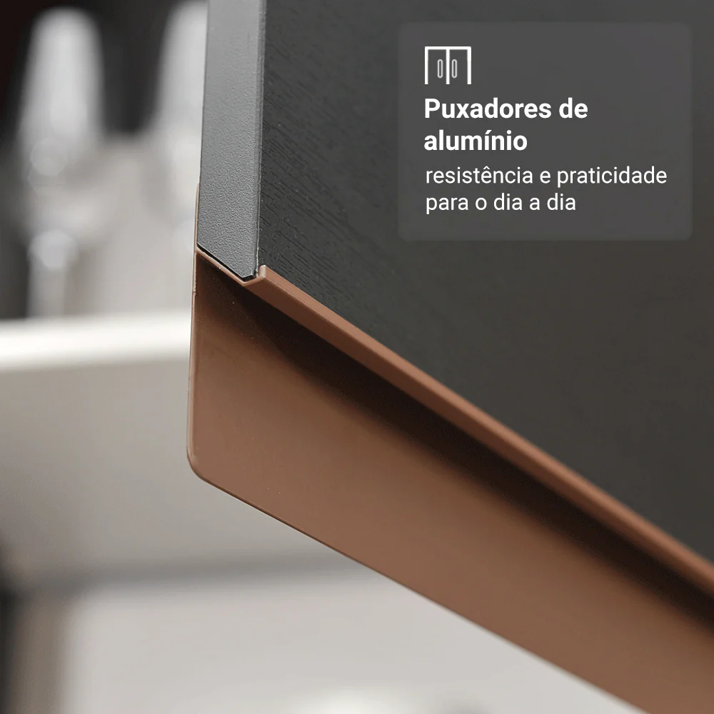 Armário de Cozinha Compacta 190cm Preto/Rustic Reims Madesa 06 - Image 6