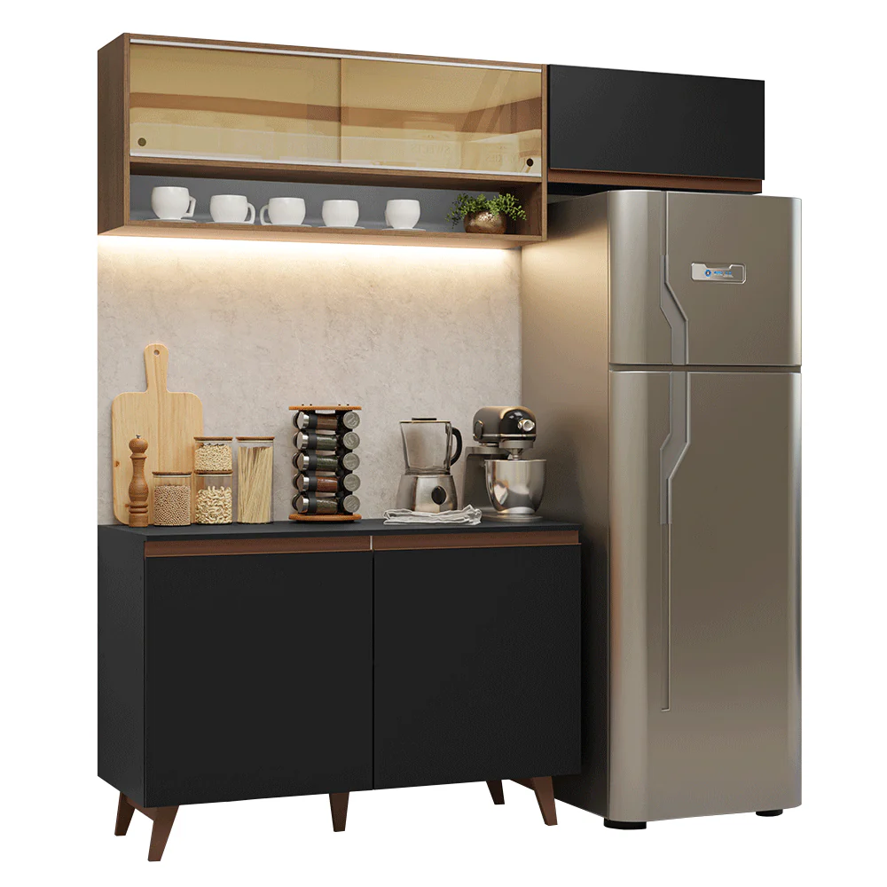 Armário de Cozinha Compacta 190cm Preto/Rustic Reims Madesa 07 - Image 2