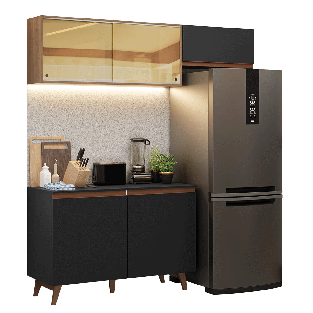 Armário de Cozinha Compacta 190cm Preto/Rustic Reims Madesa 09 - Image 2