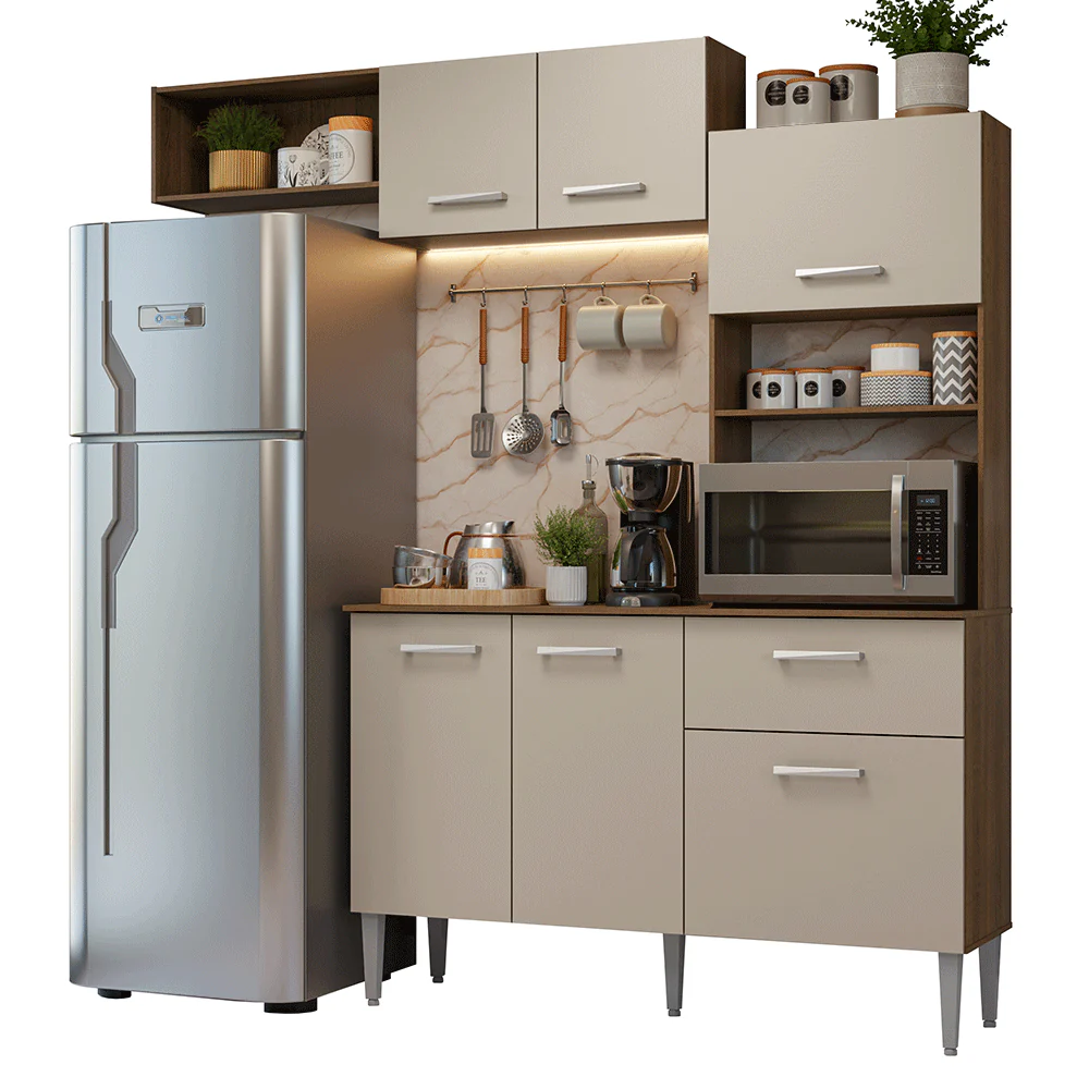 Armário de Cozinha Compacta 196cm Rustic/Crema Aura Madesa 01 - Image 2