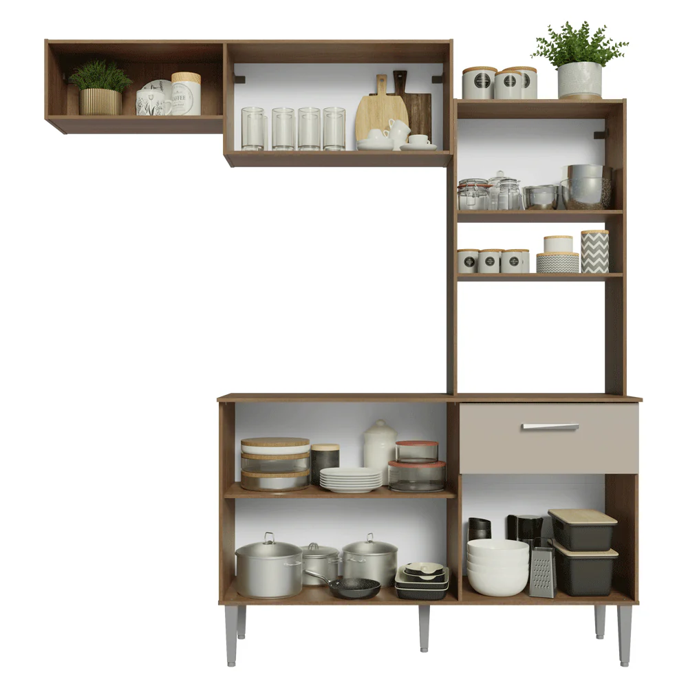 Armário de Cozinha Compacta 196cm Rustic/Crema Aura Madesa 01 - Image 5