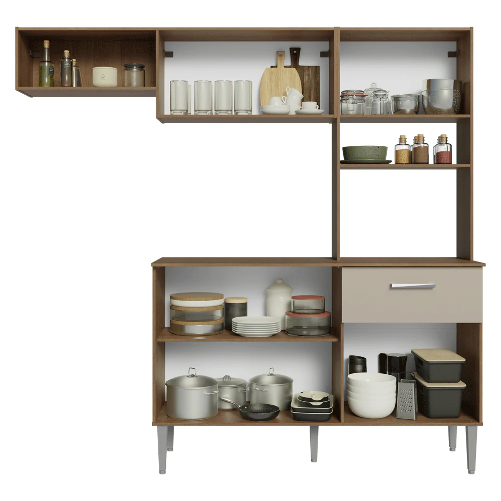 Armário de Cozinha Compacta 196cm Rustic/Crema Aura Madesa - Image 5