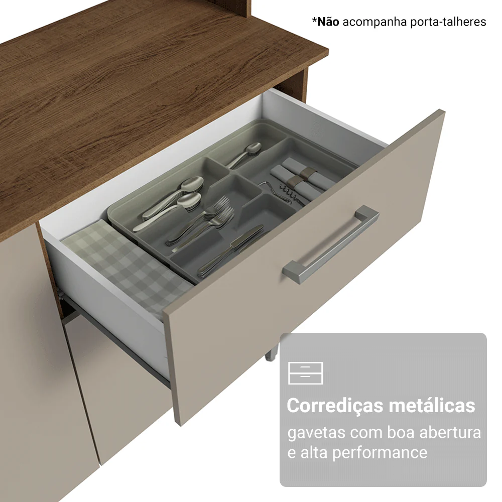 Armário de Cozinha Compacta 196cm Rustic/Crema Aura Madesa - Image 6