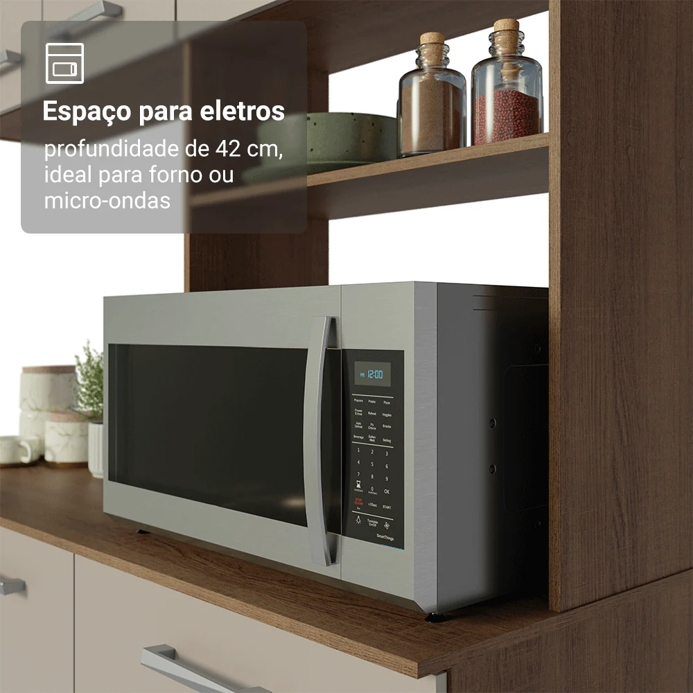 Armário de Cozinha Compacta 196cm Rustic/Crema Aura Madesa - Image 7