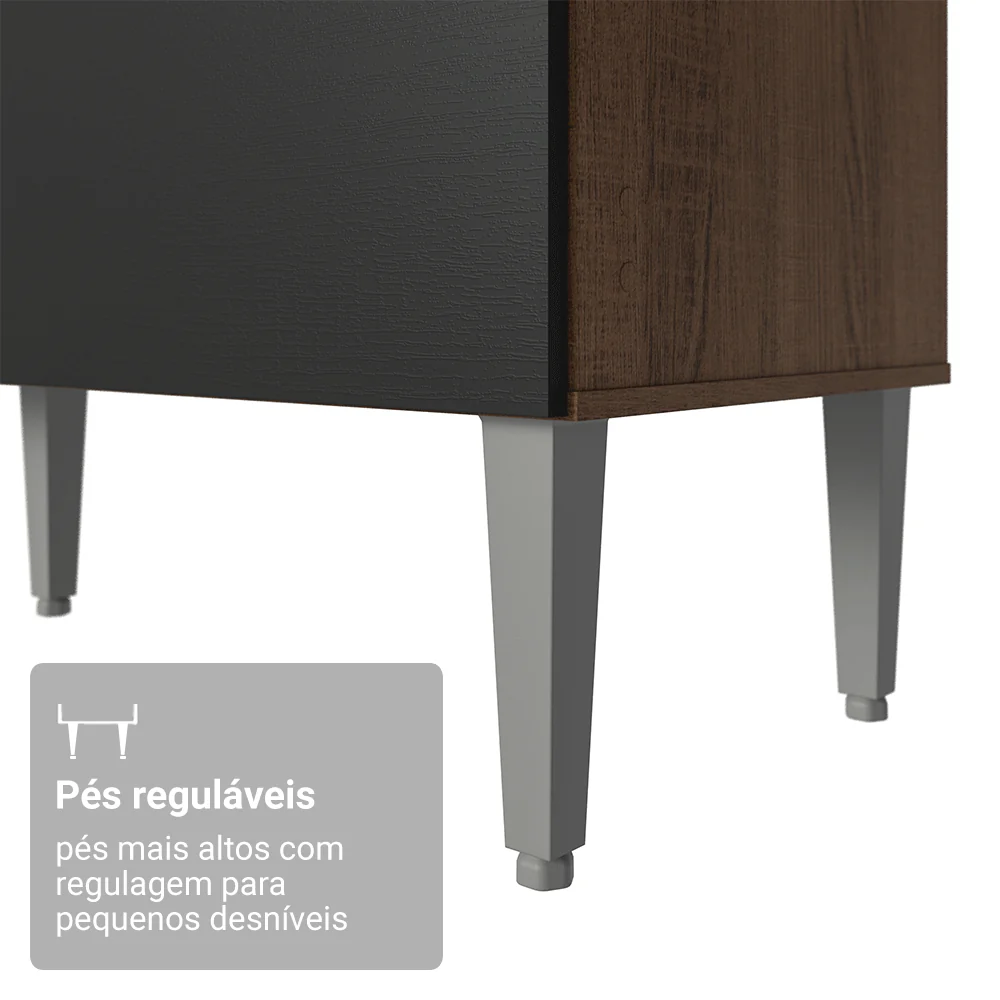 Armário de Cozinha Compacta 196cm Rustic/Preto Aura Madesa 01 - Image 9