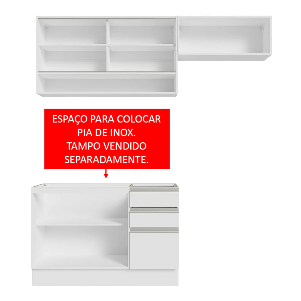Armário de Cozinha Compacta 200cm Branco Glamy Madesa 08 - Image 5