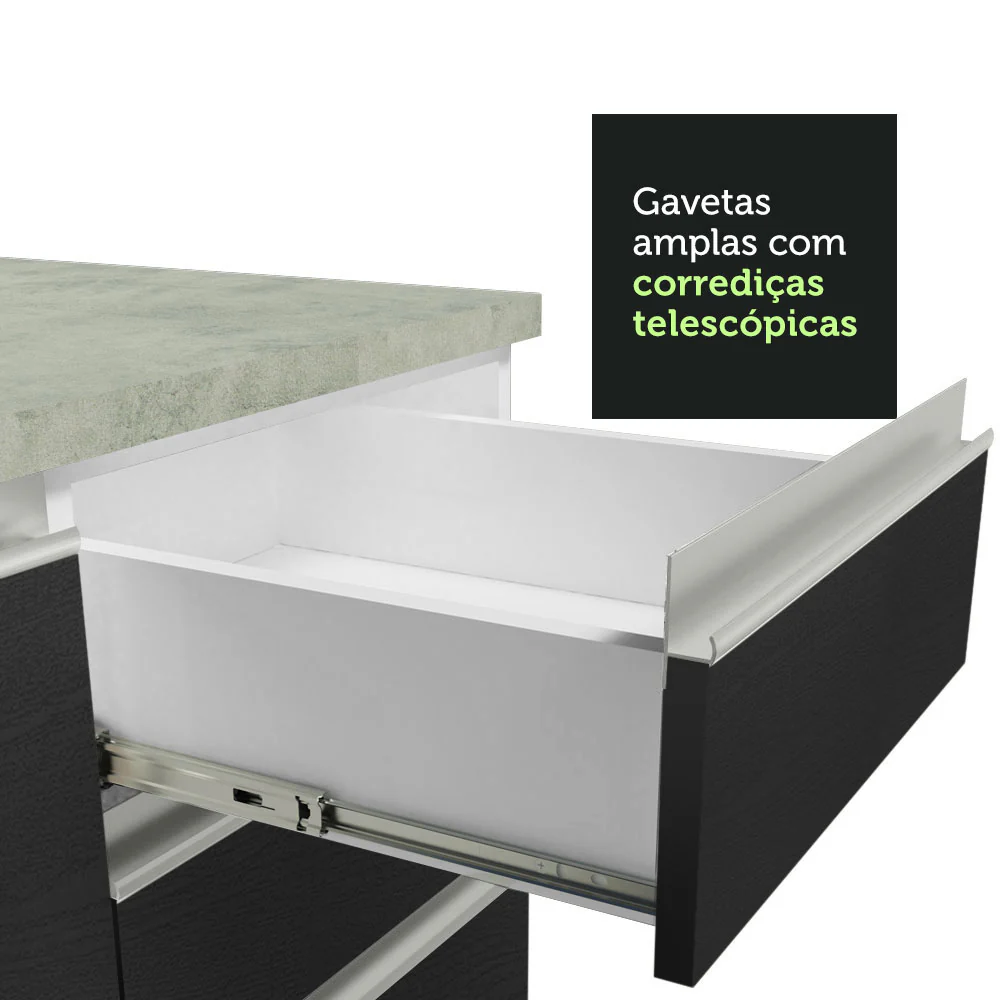 Armário de Cozinha Compacta 200cm Branco/Preto Glamy Madesa 08 - Image 8