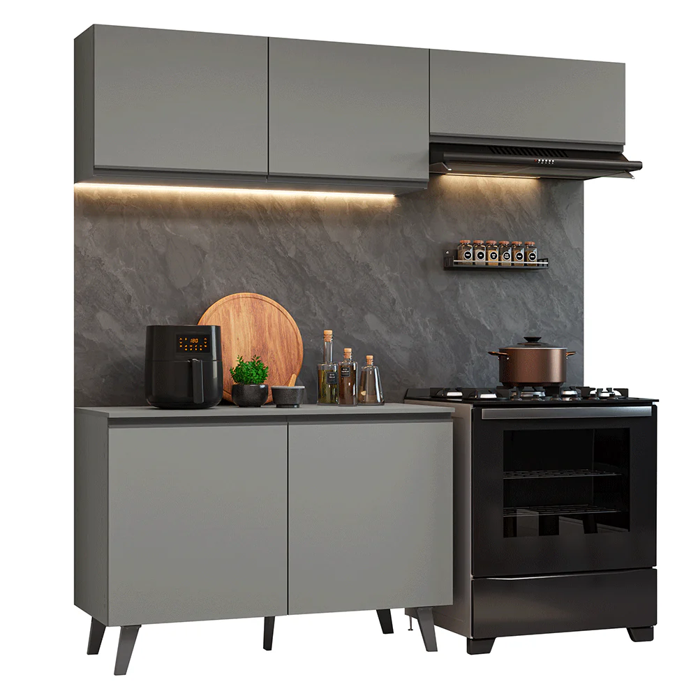 Armário de Cozinha Compacta 200cm Cinza Nice Madesa 01 - Image 2