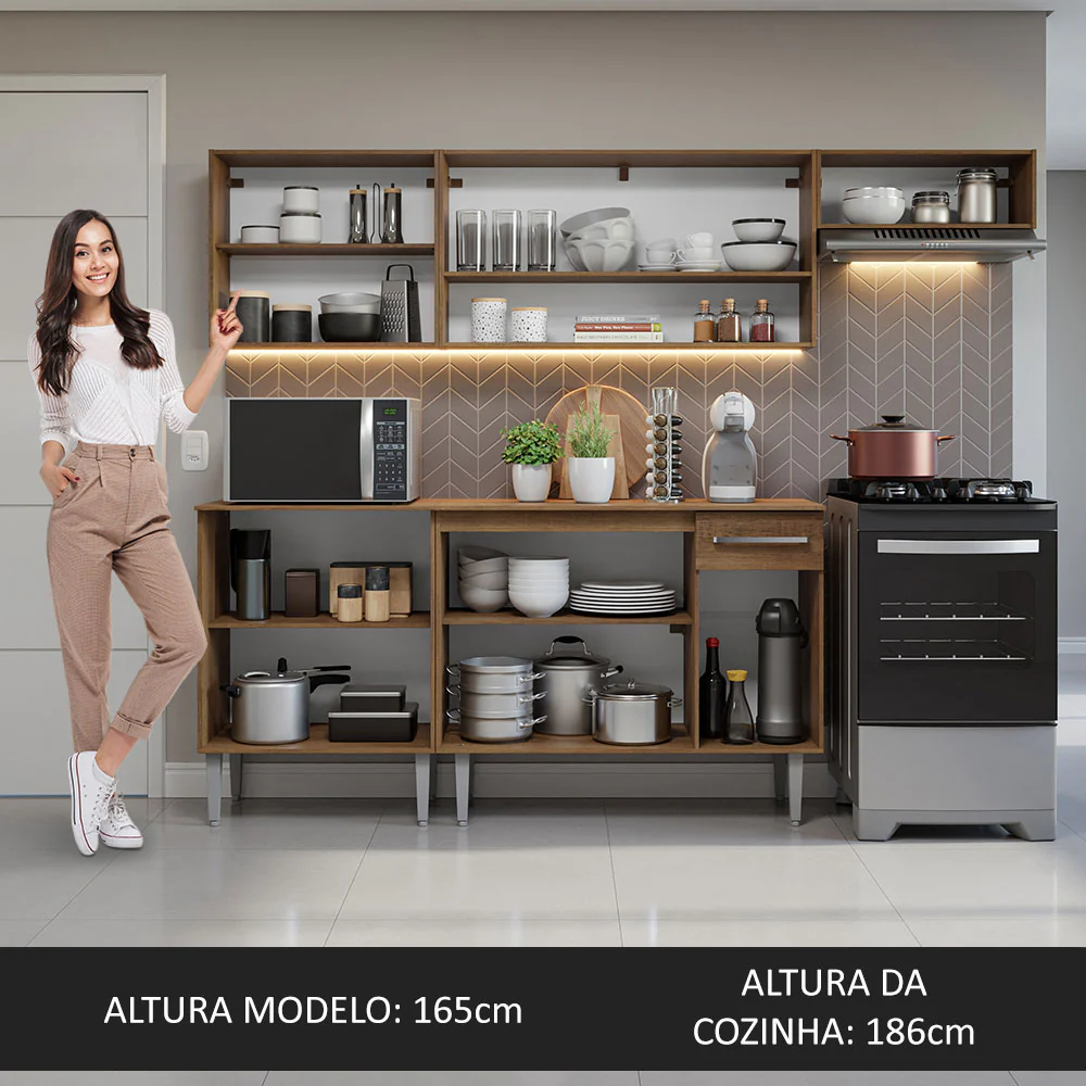 Armário de Cozinha Compacta 229cm Rustic Emilly Madesa 13 - Image 5