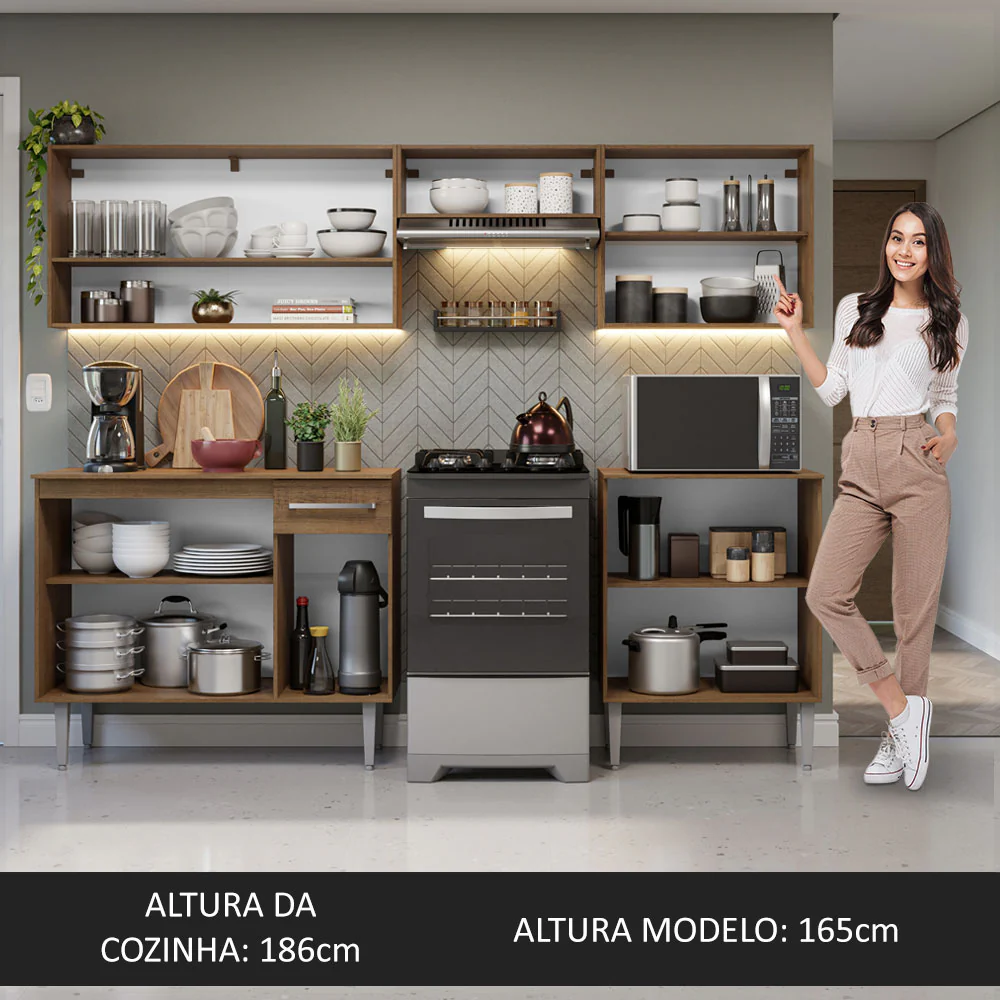Armário de Cozinha Compacta 229cm Rustic Emilly Madesa 15 - Image 5