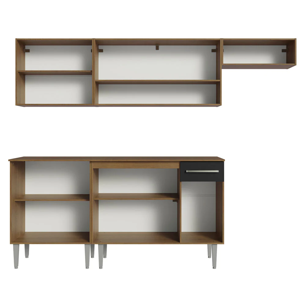 Armário de Cozinha Compacta 229cm Rustic/Preto Emilly Madesa 13 - Image 6