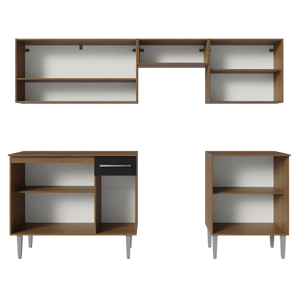 Armário de Cozinha Compacta 229cm Rustic/Preto Emilly Madesa 15 - Image 6