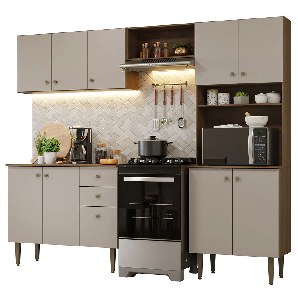Armário de Cozinha Compacta 235cm Rustic/Crema Gourmet Madesa 01 - Image 2
