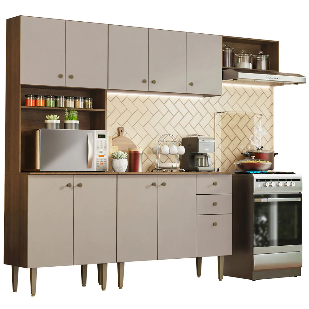 Armário de Cozinha Compacta 235cm Rustic/Crema Gourmet Madesa 02 - Image 2