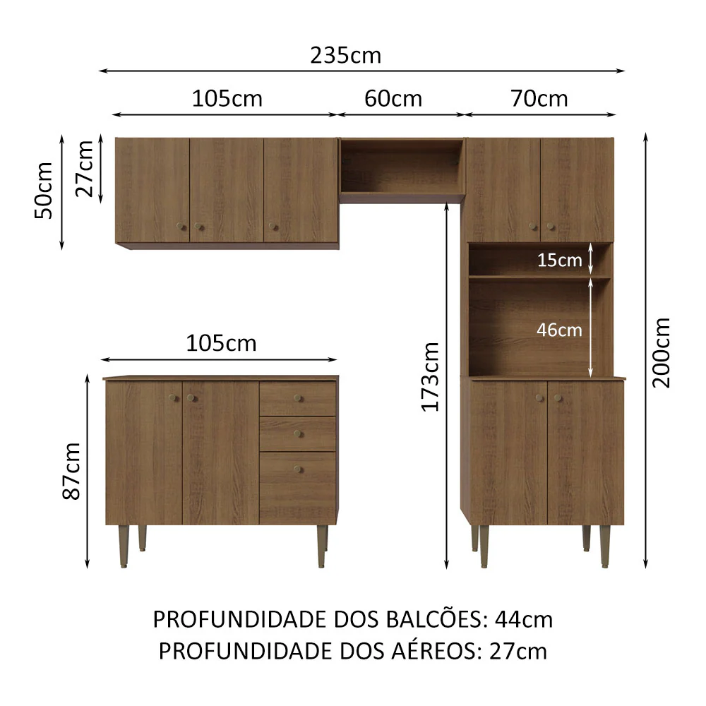 Armário de Cozinha Compacta 235cm Rustic Gourmet Madesa 01 - Image 3