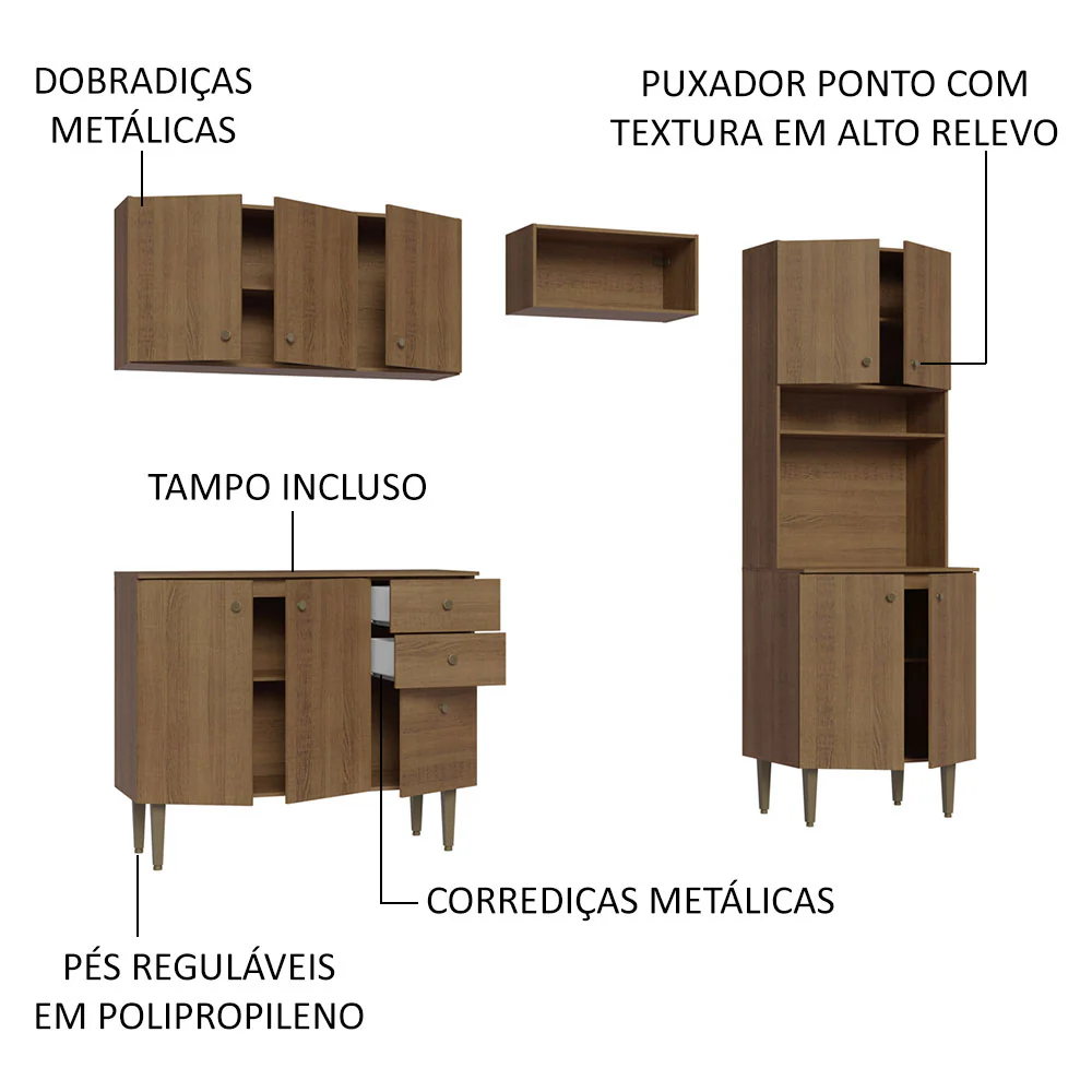 Armário de Cozinha Compacta 235cm Rustic Gourmet Madesa 01 - Image 4