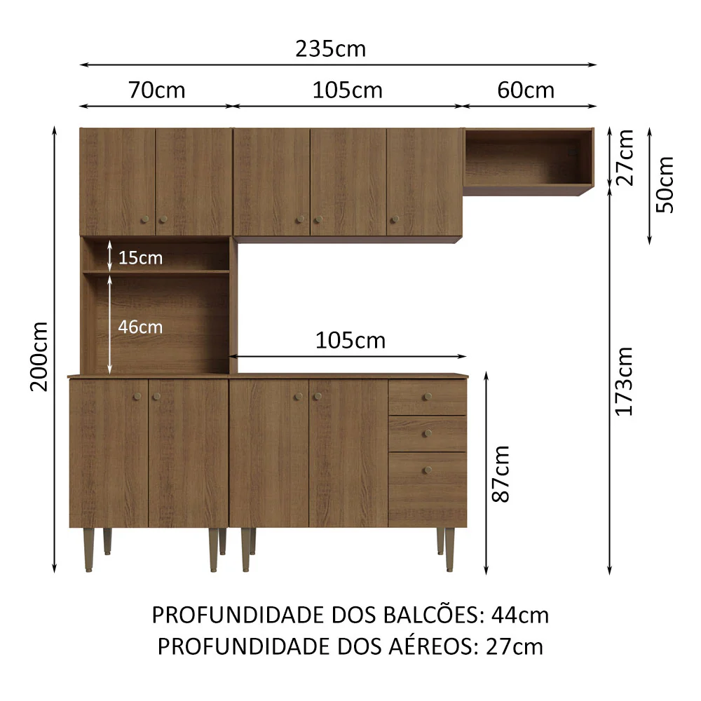 Armário de Cozinha Compacta 235cm Rustic Gourmet Madesa 02 - Image 3