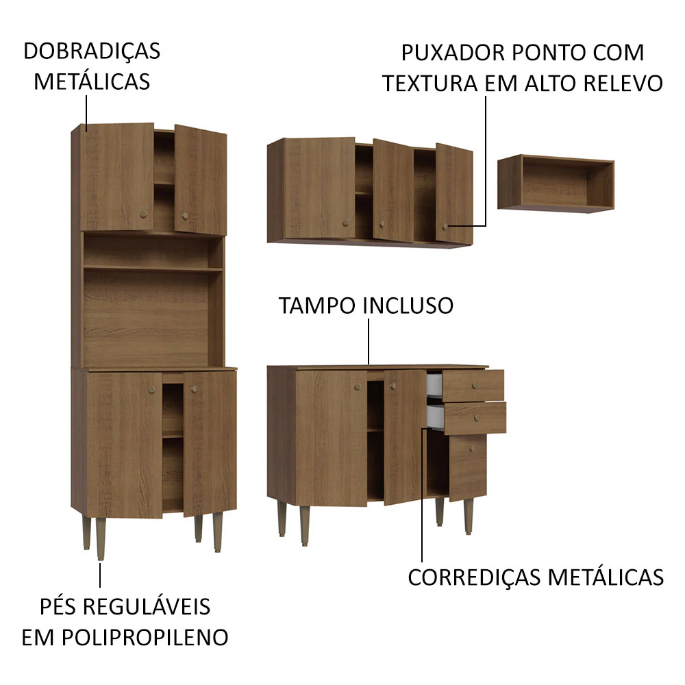Armário de Cozinha Compacta 235cm Rustic Gourmet Madesa 02 - Image 4