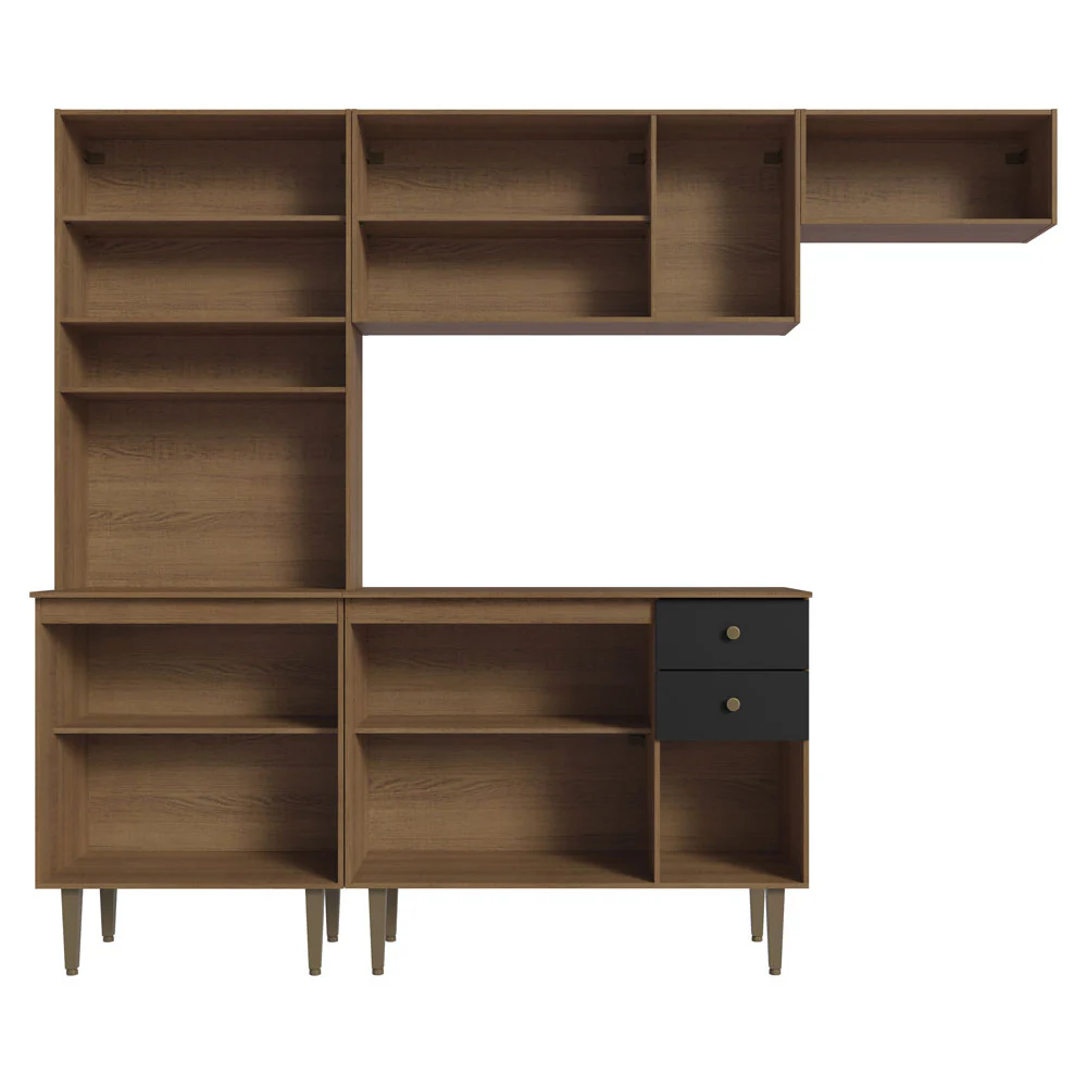 Armário de Cozinha Compacta 235cm Rustic/Preto Gourmet Madesa 02 - Image 9