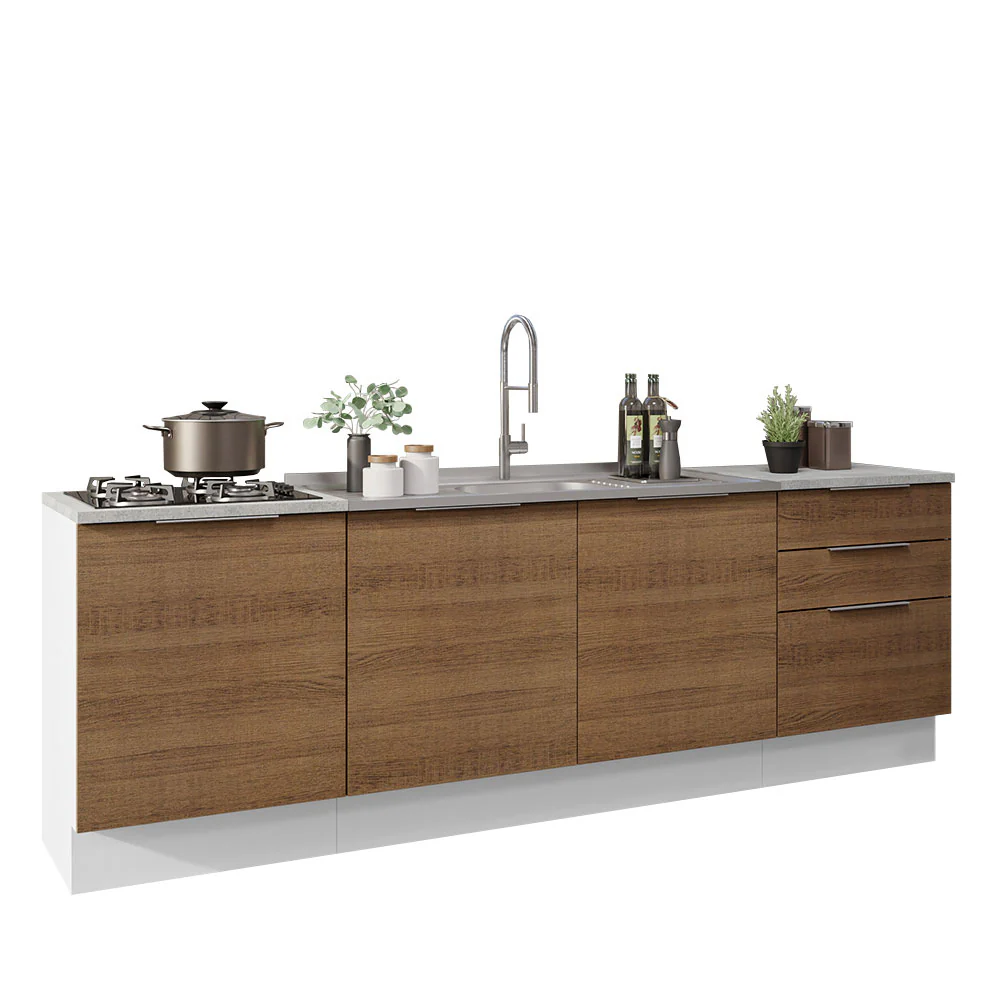 Armário de Cozinha Compacta 240cm Branco/Rustic Stella Madesa 01 - Image 2