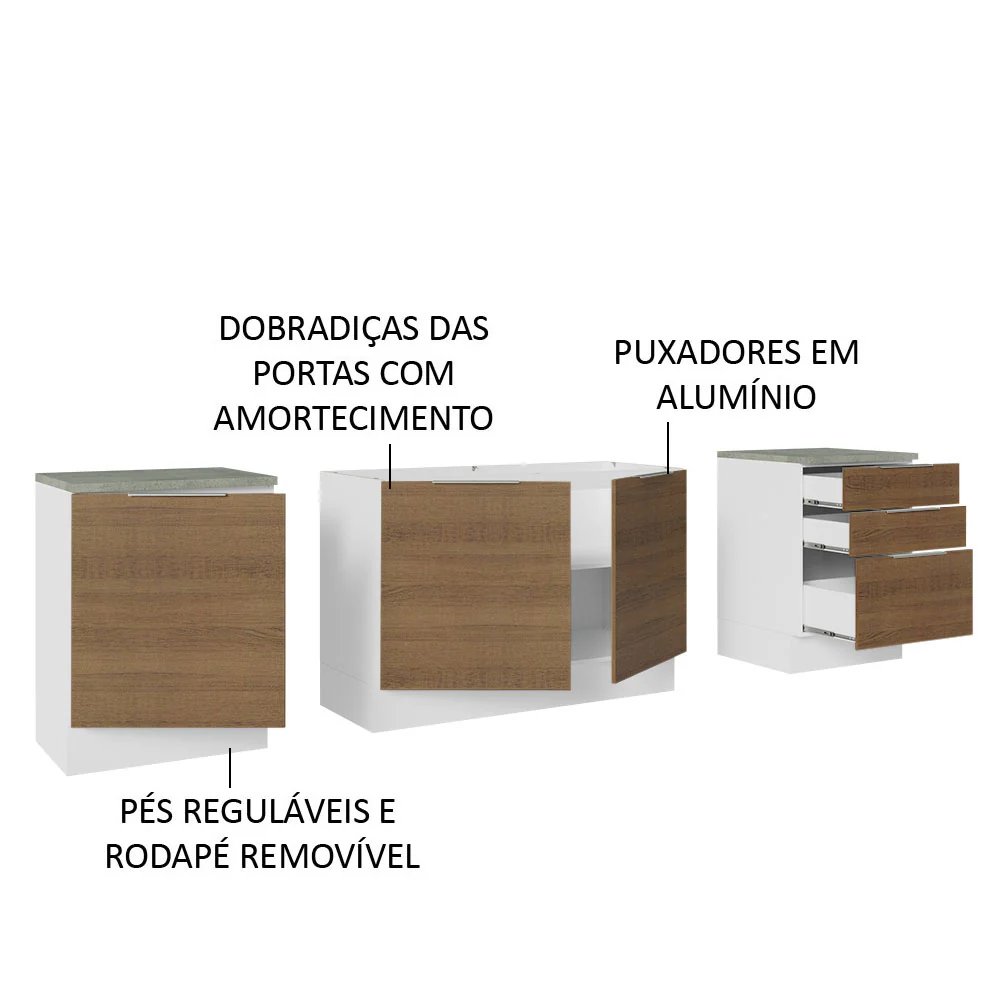 Armário de Cozinha Compacta 240cm Branco/Rustic Stella Madesa 01 - Image 4