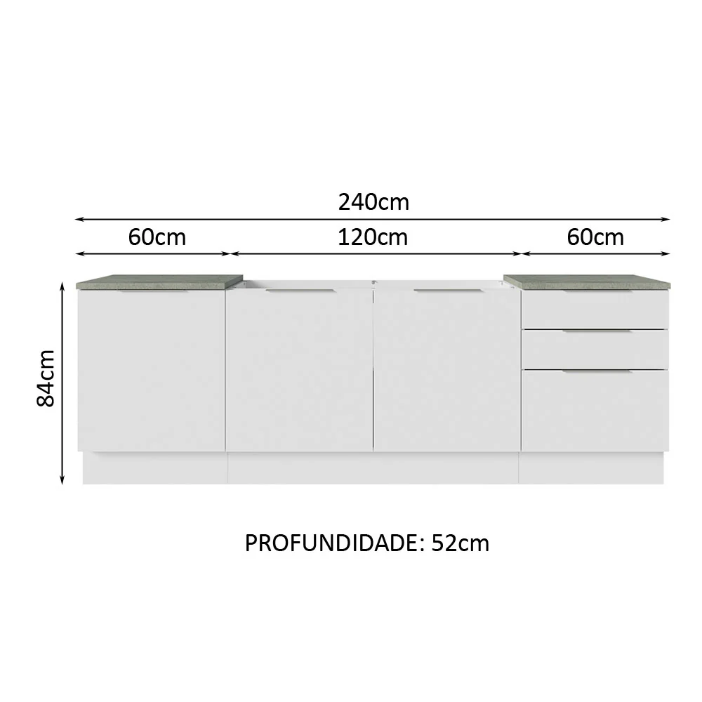 Armário de Cozinha Compacta 240cm Branco Stella Madesa 01 - Image 3