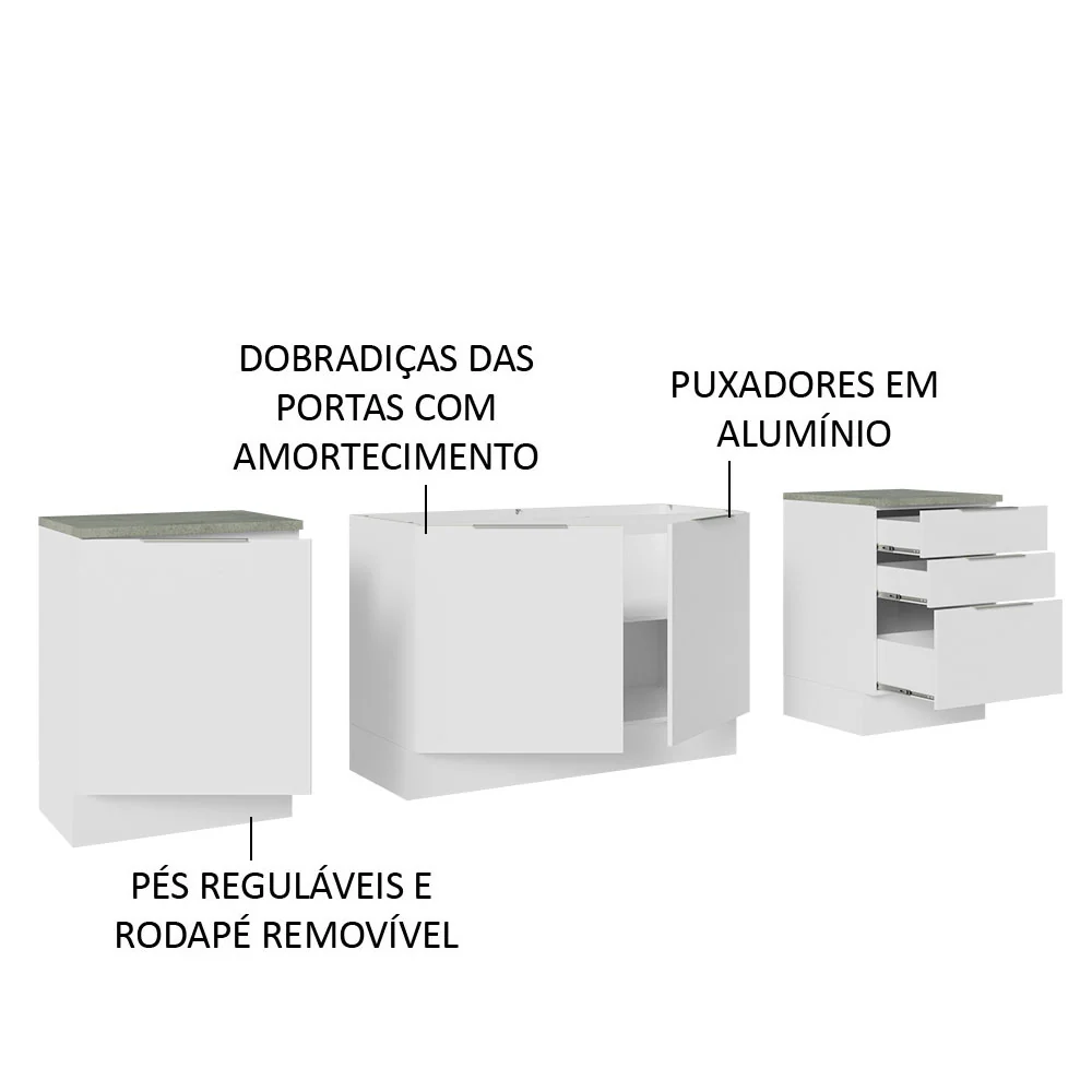 Armário de Cozinha Compacta 240cm Branco Stella Madesa 01 - Image 4