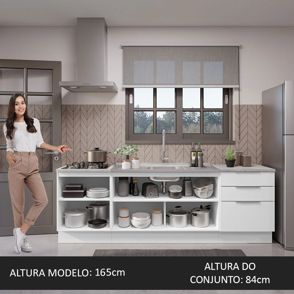 Armário de Cozinha Compacta 240cm Branco Stella Madesa 01 - Image 5