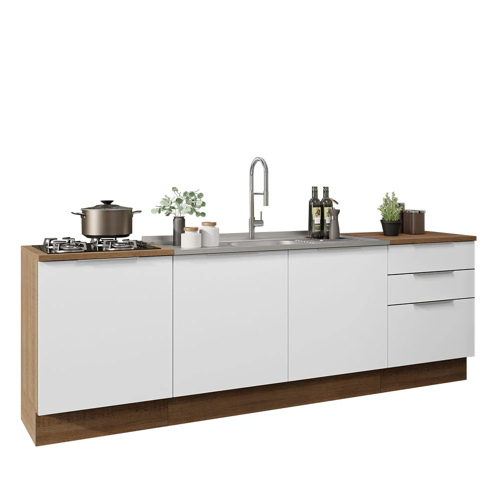 Armário de Cozinha Compacta 240cm Rustic/Branco Stella Madesa 01 - Image 2
