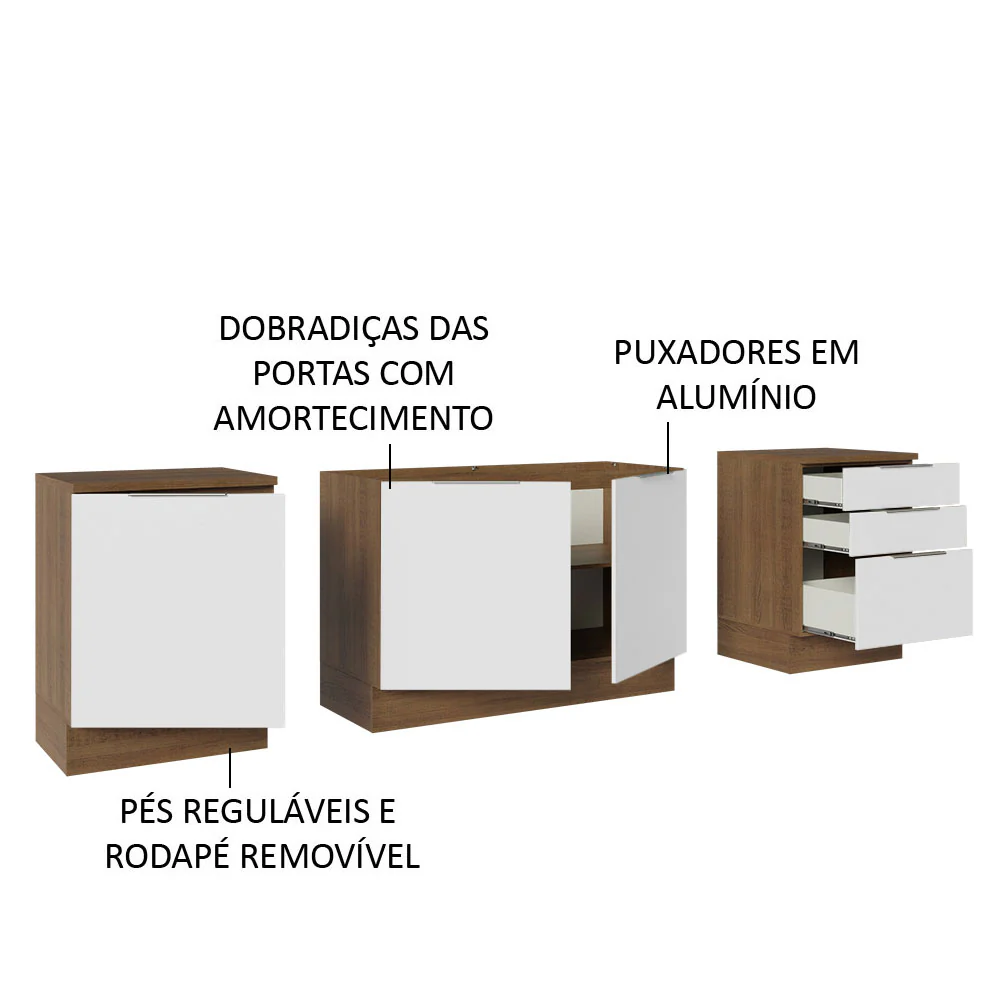 Armário de Cozinha Compacta 240cm Rustic/Branco Stella Madesa 01 - Image 4