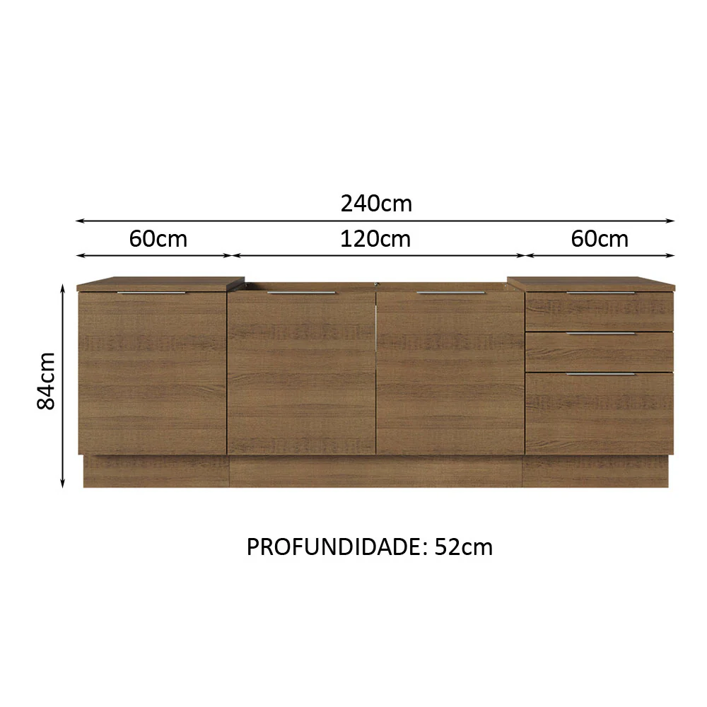 Armário de Cozinha Compacta 240cm Rustic Stella Madesa 01 - Image 3