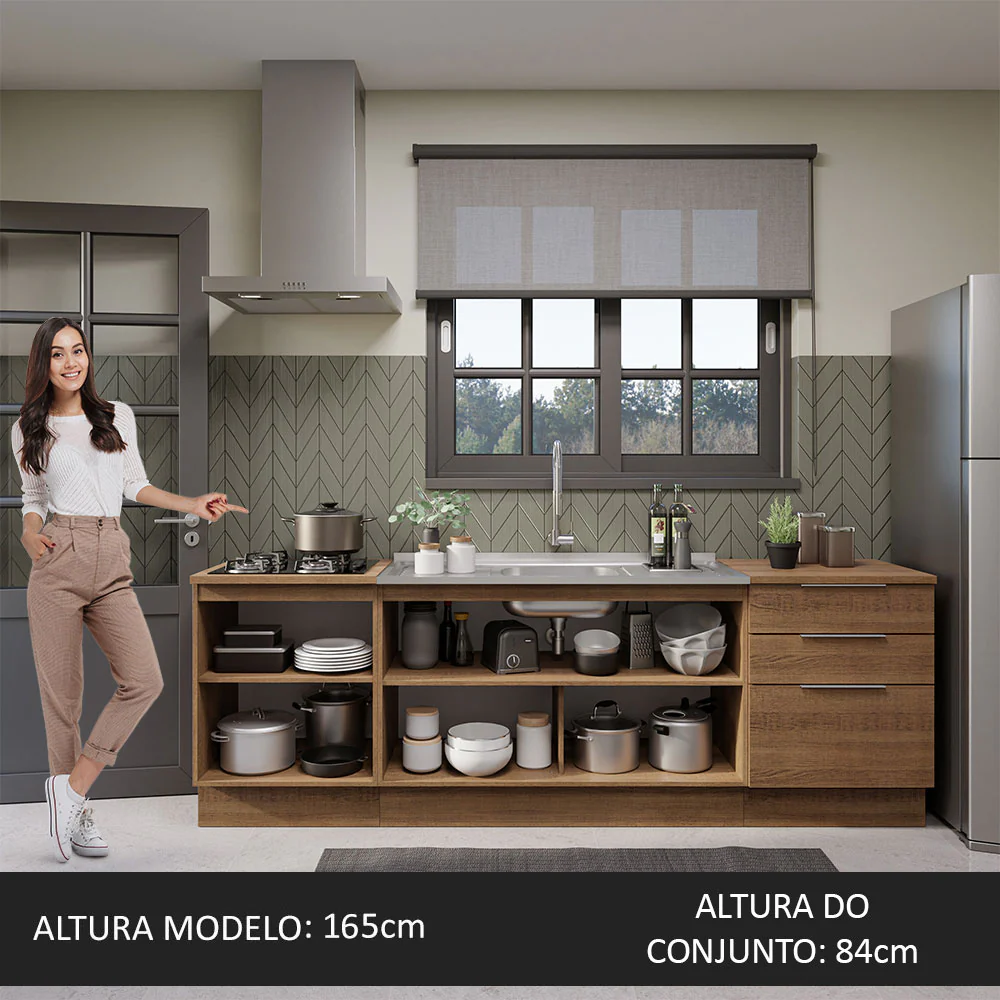 Armário de Cozinha Compacta 240cm Rustic Stella Madesa 01 - Image 5