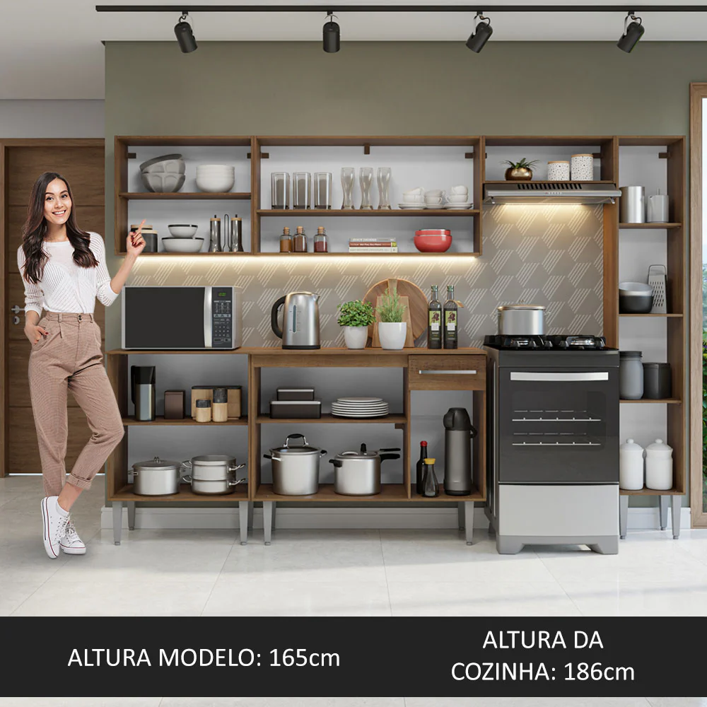 Armário de Cozinha Compacta 261 cm Rustic Emilly Madesa 09 - Image 5