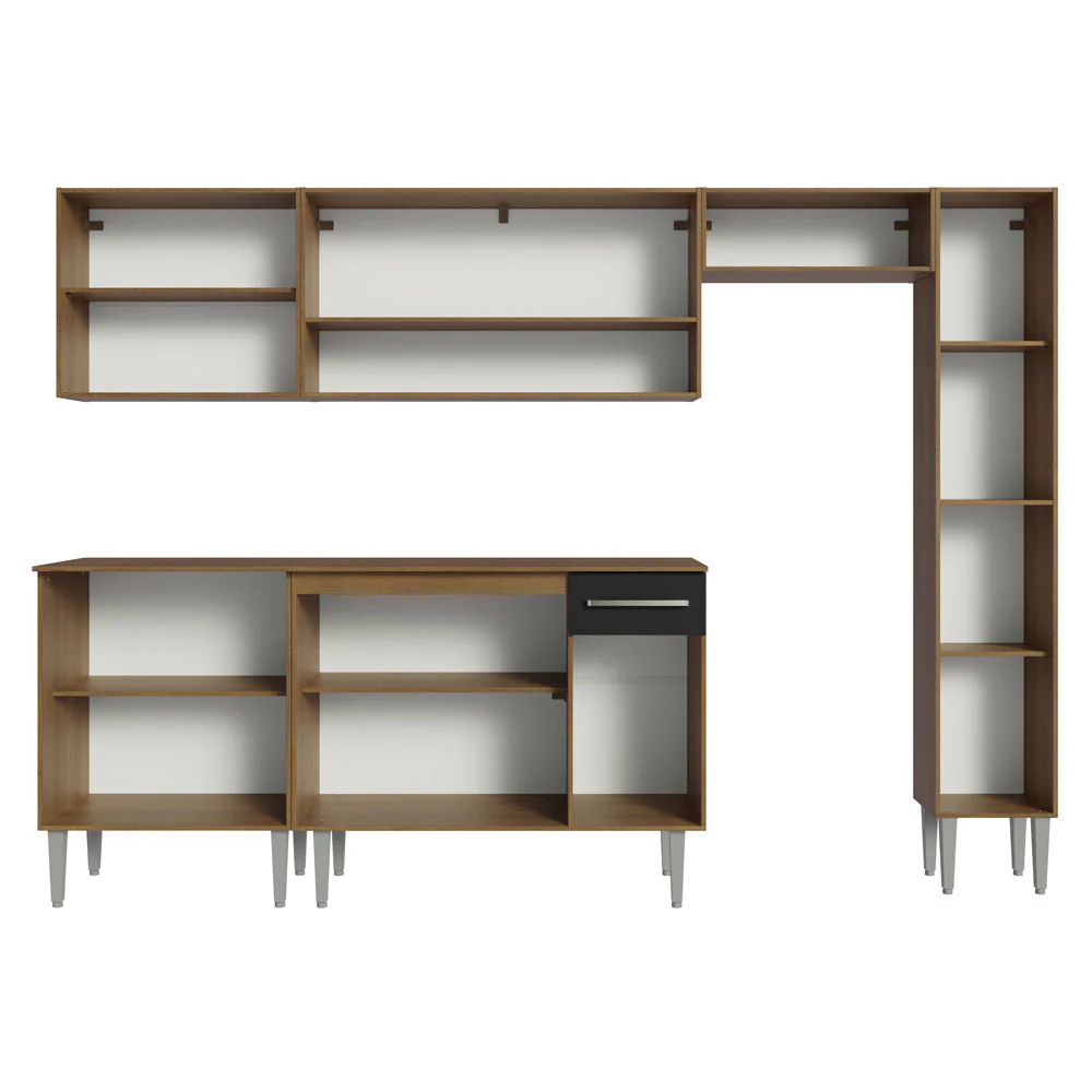 Armário de Cozinha Compacta 261 cm Rustic/Preto Emilly Madesa 09 - Image 6