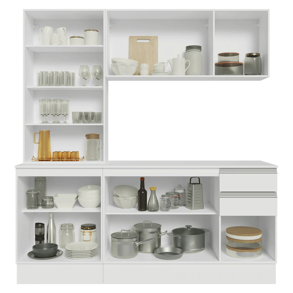 Armário de Cozinha Compacta 100% MDF 180 cm Branco Smart Madesa 03 - Image 5