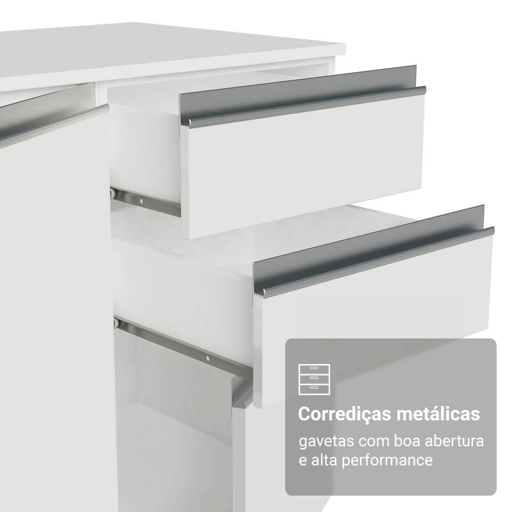 Armário de Cozinha Compacta 100% MDF 180 cm Branco Smart Madesa 03 - Image 8