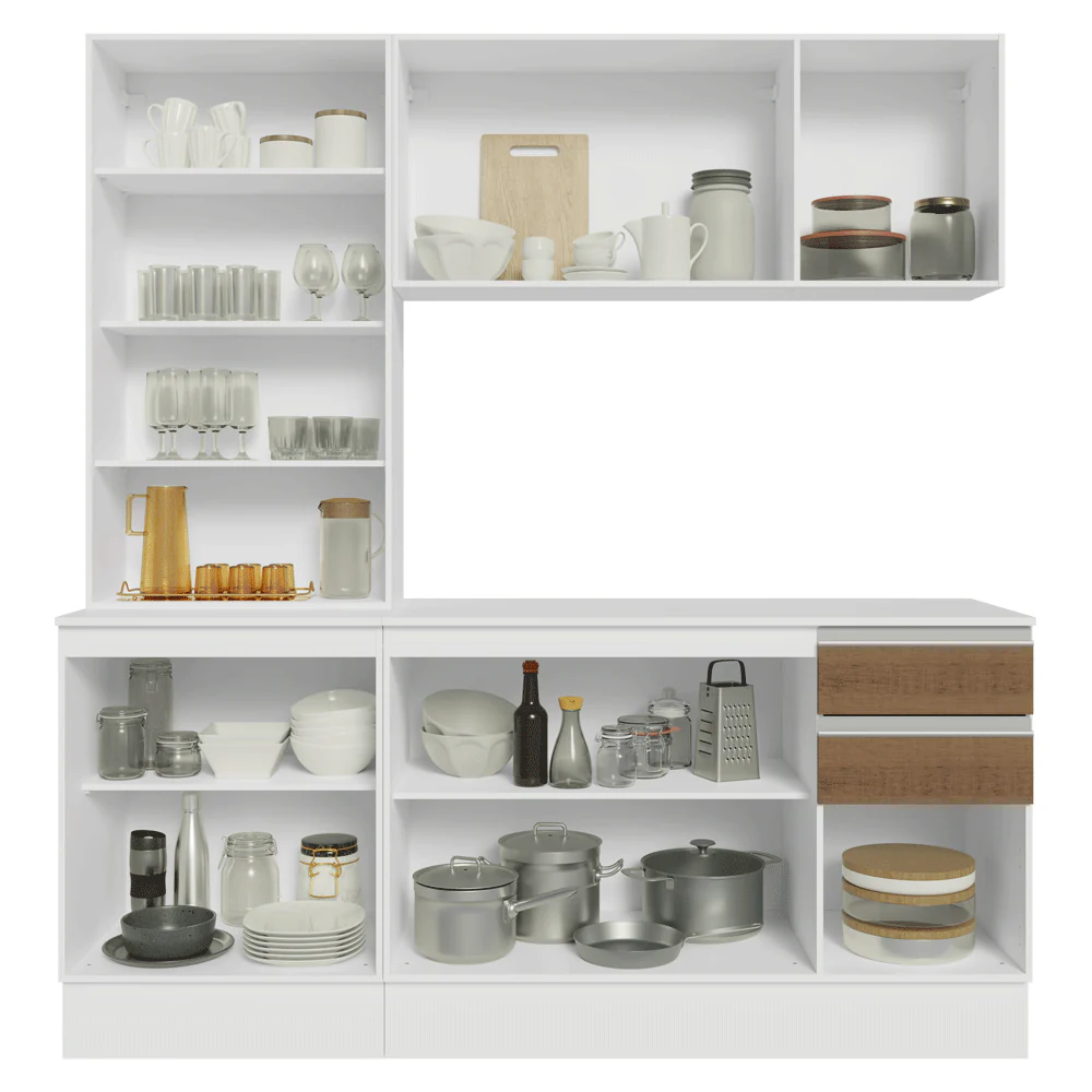 Armário de Cozinha Compacta 100% MDF 180 cm Branco/Rustic/Crema Smart Madesa 03 - Image 5