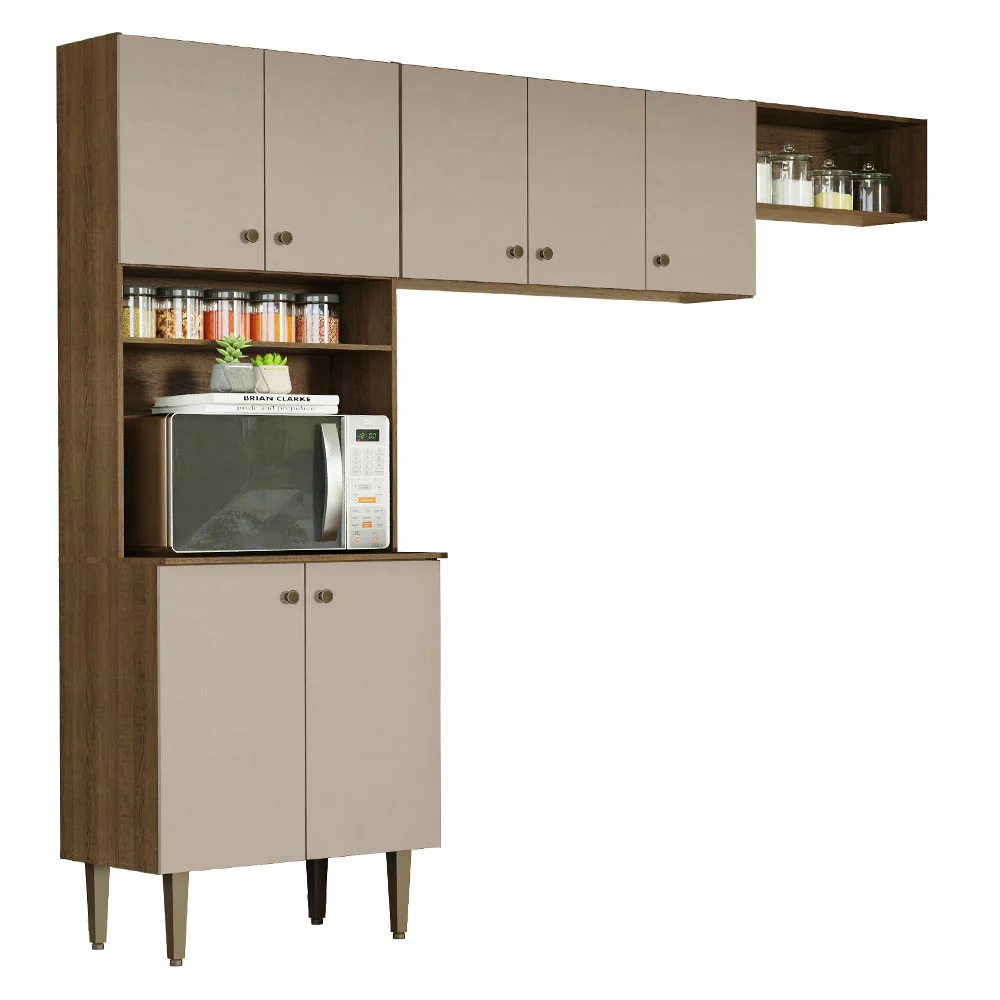 Armário de Cozinha Compacta Quiosque 235cm Rustic/Crema Gourmet Madesa 01 - Image 2
