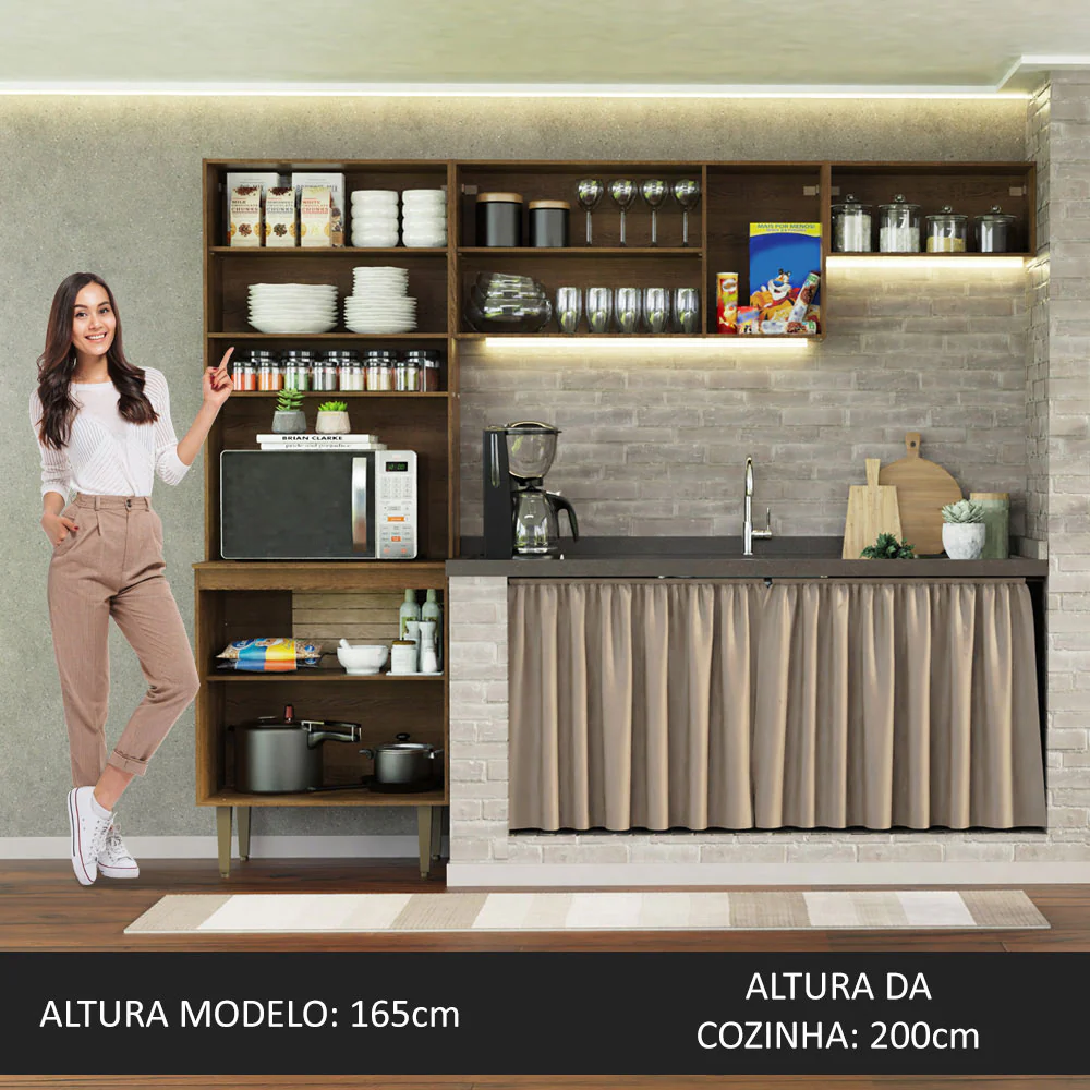 Armário de Cozinha Compacta Quiosque 235cm Rustic/Crema Gourmet Madesa 01 - Image 5