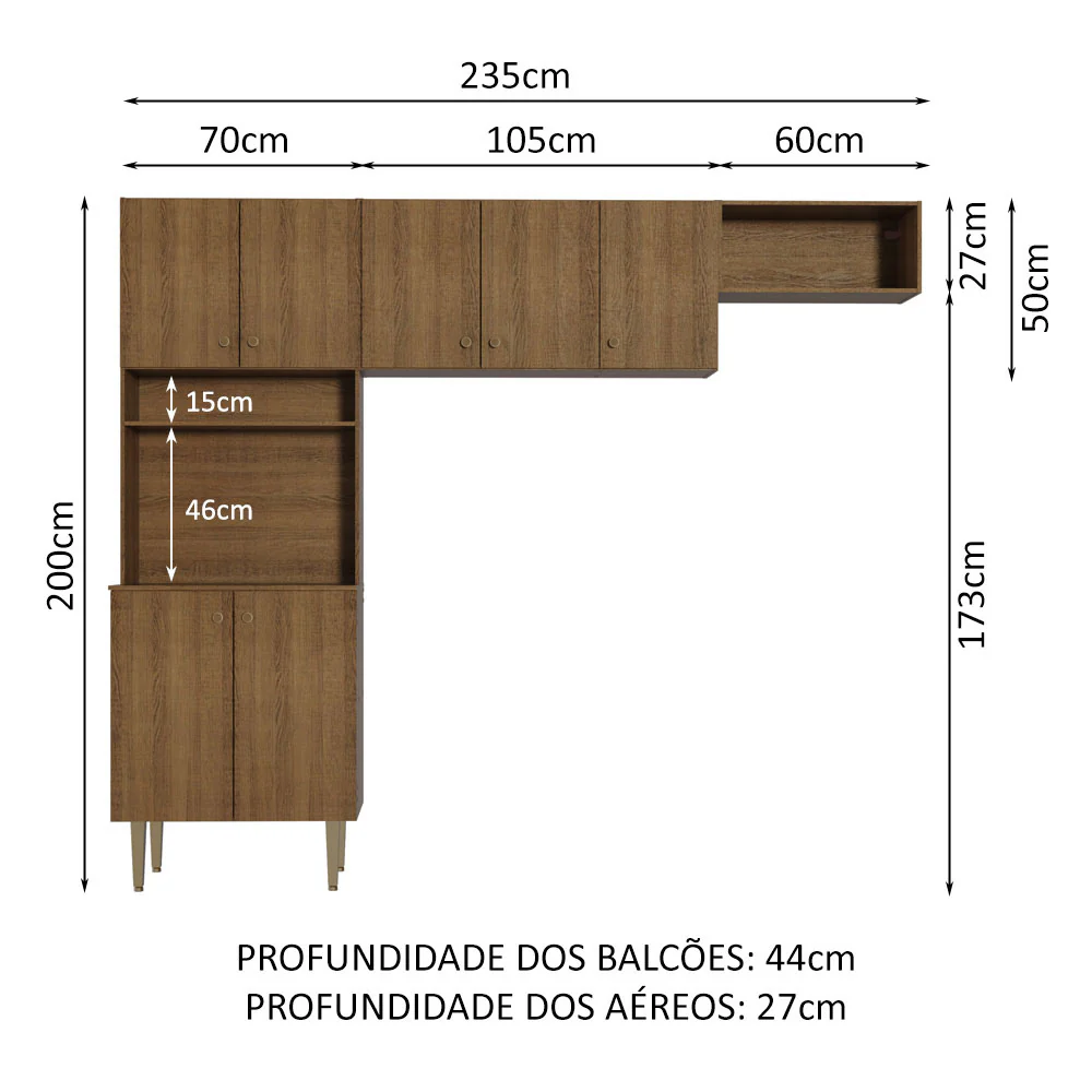 Armário de Cozinha Compacta Quiosque 235cm Rustic Gourmet Madesa 01 - Image 3