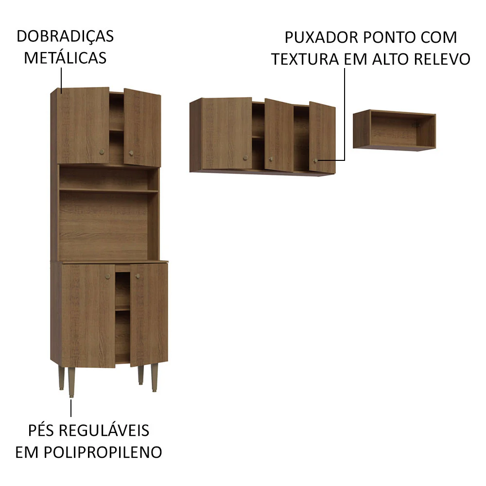 Armário de Cozinha Compacta Quiosque 235cm Rustic Gourmet Madesa 01 - Image 4