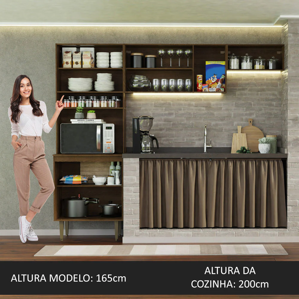 Armário de Cozinha Compacta Quiosque 235cm Rustic Gourmet Madesa 01 - Image 5