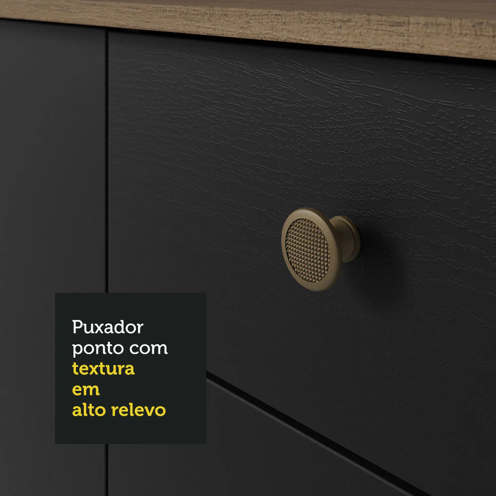 Armário de Cozinha Compacta Quiosque 235cm Rustic/Preto Gourmet Madesa 01 - Image 6