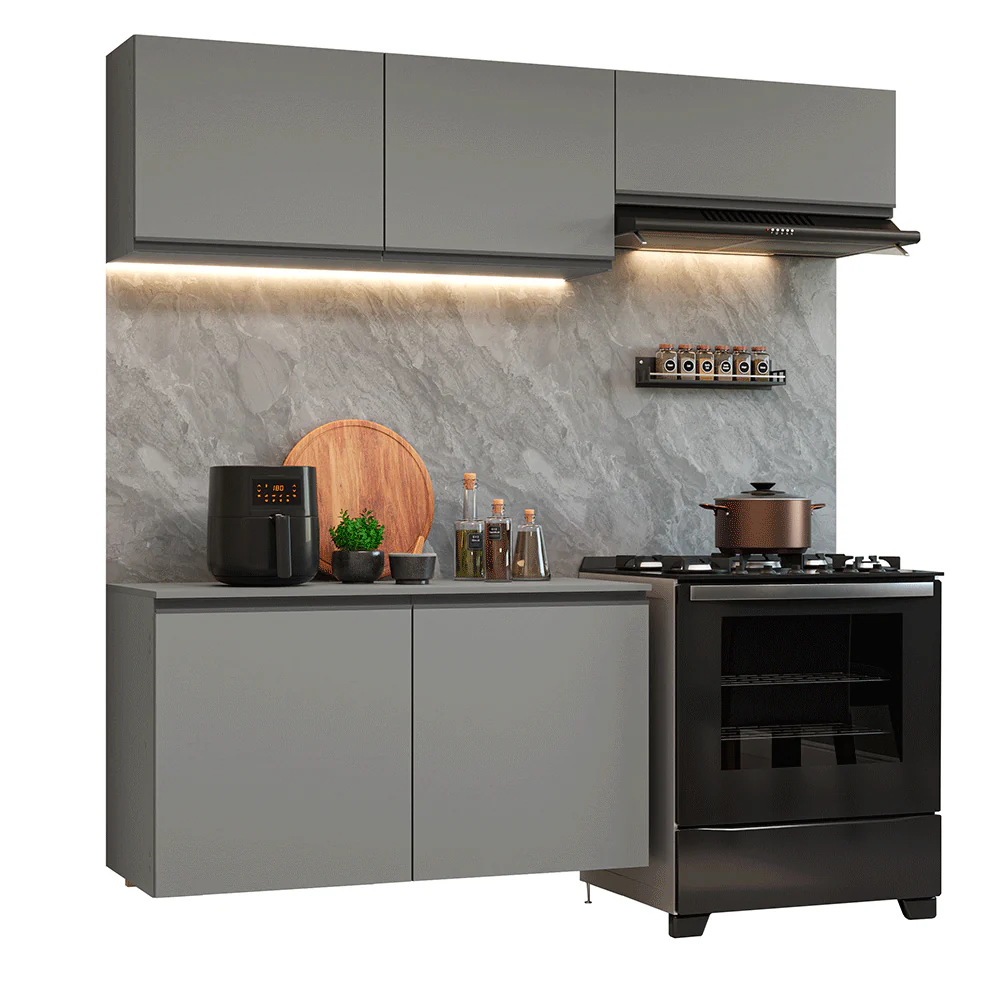 Armário de Cozinha Compacta Suspenso 200cm Cinza Nice Madesa 02 - Image 2