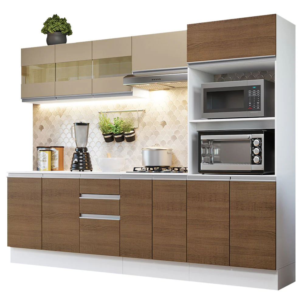 Armário de Cozinha Completa 100% MDF 250 cm Branco/Rustic/Crema Smart Madesa 02 - Image 2