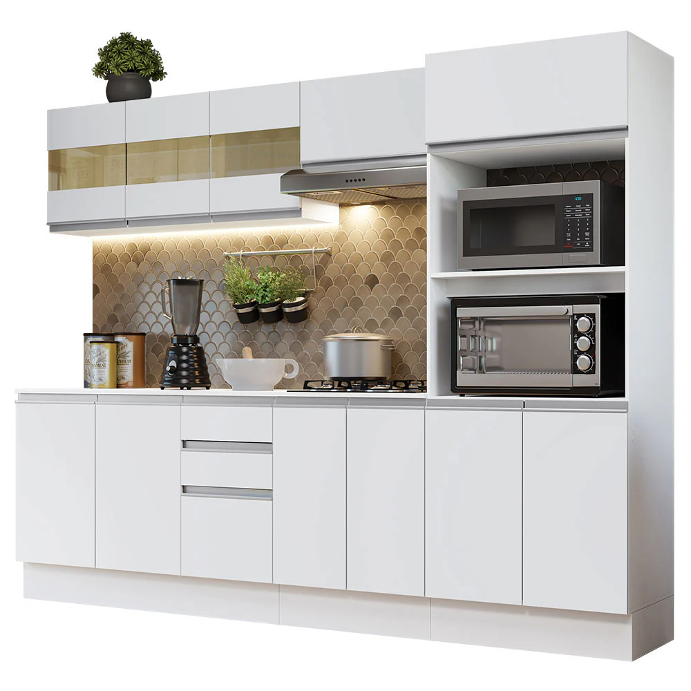 Armário de Cozinha Completa 100% MDF 250 cm Branco Smart Madesa 02 - Image 2