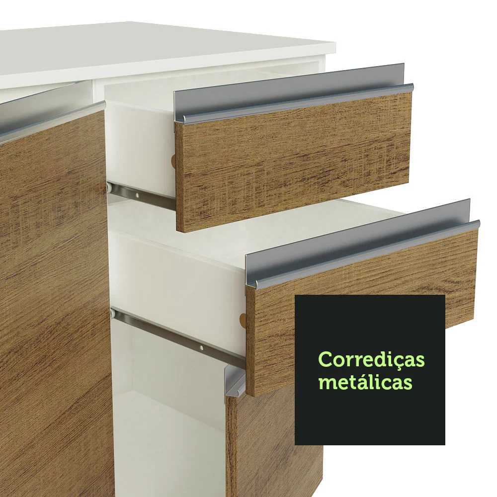 Armário de Cozinha Completa 100% MDF 250cm Branco/Rustic/Crema Smart Madesa 03 - Image 8