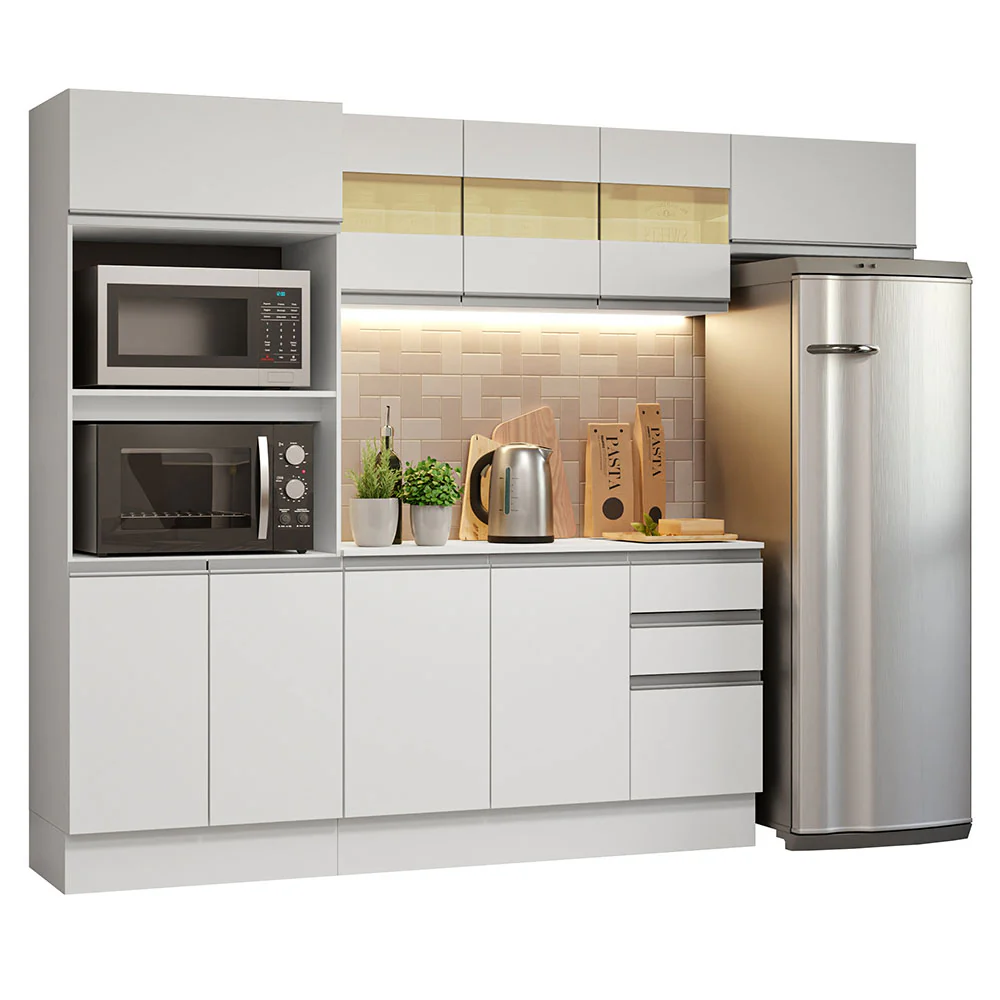 Armário de Cozinha Completa 100% MDF 250cm Branco Smart Madesa 03 - Image 2